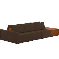 Imagem de Sofá Ilha Modular Para Sala 312cm Com Puff Dublin K01 Veludo Marrom Sintético Caramelo - Lyam Decor