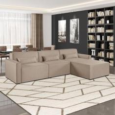 Imagem de Sofá 3 Lugares Com Puff 298 Cm Lutz Linho Yescasa