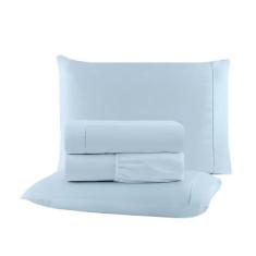 Imagem de Jogo De Lençol Casal Padrão 04 Peças 100% Algodão Percal 300 Fios Pont