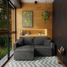 Imagem de Sofá Cama Retrátil e Reclinável Onix 220 cm Joli Grafite