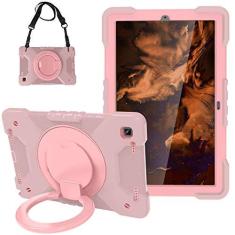 Imagem de Capa para tablet compatível com Samsung Galaxy Tab A7 10.4 T500/ T505 2020, capa protetora durável à prova de choque para crianças, com suporte de alça dobrável, suporte giratório, alça de ombro de