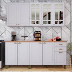 Imagem de Cozinha Completa Firenze 10 Portas 2 Gavetas Com Vidro Branco - Indeke