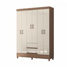 Imagem de Guarda Roupa Casal com Pés 6 Portas 2 Gavetas Jequitiba Off White New Opção