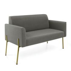 Imagem de Sofá Namoradeira 2 Lugares Pé de Ferro Dourado Marisa Suede Grafite D03 - D`Rossi