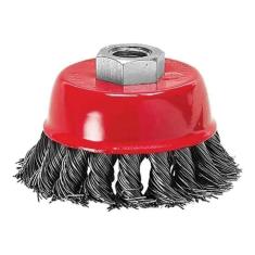 Imagem de Escova de aço carbono tipo copo torcida 100 mm rosca M14 Mtx