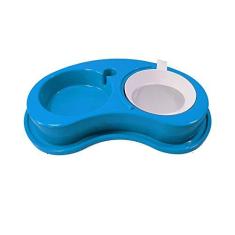 Imagem de Comedouro Plástica Anti-Formiga Luxo Duplo, Tamanho Médio Azul Furacão Pet para Cães