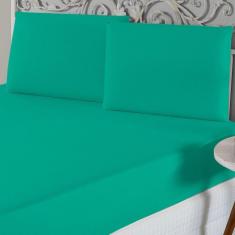 Imagem de Jogo De Lençol King Malha 100% Algodão 3 Peças Cor Jade