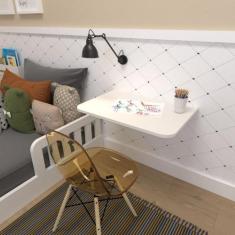 Imagem de Mesa Infantil Dobrável 60cm Com Canto Arredondado Branco - Bramov Móve