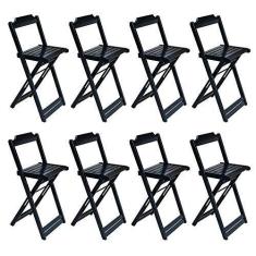 Imagem de KIT 4 CONJUNTOS DE MESA BISTRÔ DOBRAVEIS EM MADEIRA PADRÃO COM 2 BANQUETAS ALTAS - PRETO