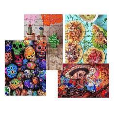 Imagem de Kit 4 Quebra-cabeças Atividades para Mente Cultura Mexicana 24 peças
