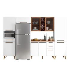 Imagem de Armário De Cozinha Completa Vidro Reflecta Com Adega 9 Portas 4 Gavetas Favorita Branco/Nature