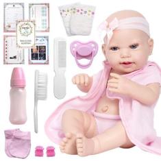Imagem de Boneca Bebe Reborn Realista Lara Bolsa Maternidade 20 Itens - Cegonha