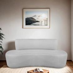 Imagem de Sofá Orgânico 180cm 3 Lugares Antonela Linho Cinza Claro