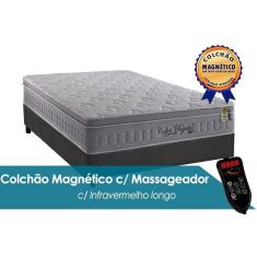 Imagem de Cama Box Casal: Colchão Magnético Anjos Colchão C/Vibro Massagem Confort + Base Crc Suede Gray(138X188)