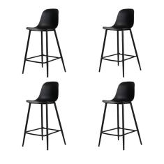 Imagem de Kit 4 Banquetas Médias Miami Abi Fratini 91,50 Cm (altura) Polipropileno Preto Base Em Aço Pintado