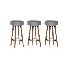 Imagem de Kit 3 Banquetas Alta Pés Palito Roma Cinza 70cm