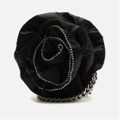 Imagem de Bolsa Tiracolo Preta Cetim Pequena Flor Cristais Arezzo Fem