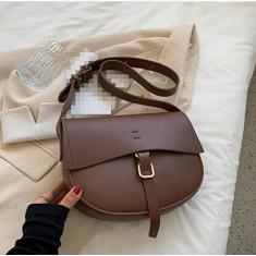 Imagem de Bolsa de ombro de sela Bolsas crossbody de couro PU para mulheres Bolsas clássicas, Lightcoffee