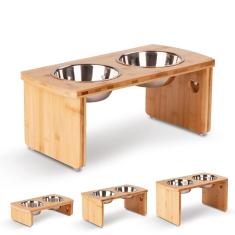 Imagem de Tigelas elevadas para cães joyopaw Bamboo Raised para cães médios