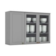 Imagem de Armário Aéreo p/ Cozinha Americana 3Ptas (2 c/Vdr)-Henn Cinza