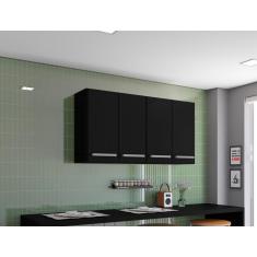 Imagem de Armario Aereo Cozinha 4 Portas Preto Georgia Brienza Movelaria