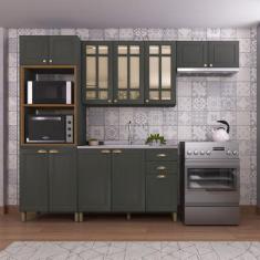 Imagem de Cozinha Completa Firenze 12 Portas 2 Gavetas com Vidro 6171.132 Chumbo