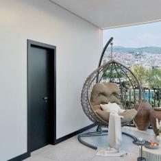 Imagem de Kit Porta Completa com Ferragens 84x213x14 Direita Preto