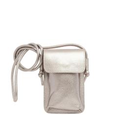 Imagem de Bolsa Crossbody Leopoldine Prata Velho em Couro Legítimo com Bolso Externo-Feminino