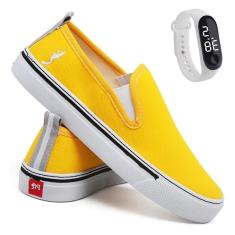 Imagem de Kit Tênis Casual Feminino + Relógio Slip On leve Conforto-Feminino