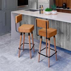 Imagem de Kit 2 Banquetas Barcelona Cor Amarula - Speciale Home