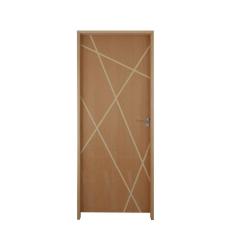 Imagem de Kit Porta De Madeira 62 X 2.10 Friso Agatha Bat.misto 14cm Fech.ext Cromada Lado Direito - Hale