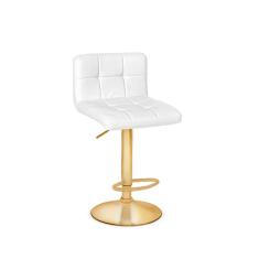 Imagem de Banqueta Giratória Gomos - Branca Alta - Dourado Matte