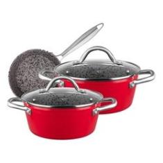 Imagem de Conjunto de panelas 3 peças antiaderente Stoneflon Granito Mta