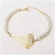 Imagem de Pulseira Religiosa Aparecida Pérola Folheado A Ouro 18k