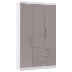 Imagem de Guarda Roupa Modulado 132cm 3 Portas e 4 Gavetas Alpes Luciane Móveis - Branco com Cinammon