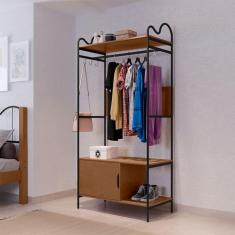 Imagem de Guarda-Roupa Closet Oasis 1 PT Preto e Nature