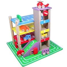 Imagem de Posto de Gasolina com Garagem - Madeira - Multicolorido - Bem Infantil