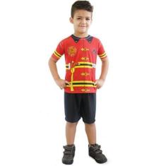 Imagem de Fantasia Infantil Bombeiro Camiseta Short De 2 A 8 Anos - Brink Model