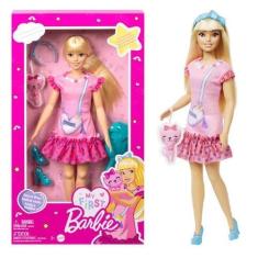 Imagem de Boneca Articulada Barbie Malibu Vestido Rosa Loira 34cm Com Acessórios