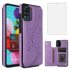 Imagem de Capa de telefone para Samsung Galaxy A51 4G com protetor de tela de vidro temperado porta-cartões carteira suporte flip couro acessórios para celular Glaxay A 51 Gaxaly M40S 51A A515F S51 Capas