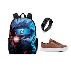 Imagem de Conjunto Escolar lançamento Masculino Bolsa Mais Tenis E Relogio Kit V