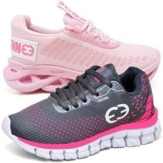 Imagem de Tênis Infantil Feminino Esportivo Modelos Diferentes - Kit 2 Pares Cin