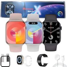 Imagem de Relogio Inteligente Watch X Smartwatch Bluetooth Masculino Feminino C/Pulseira Extra Pelicula Case-Unissex