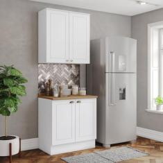 Imagem de Cozinha Compacta 2 Peças 100% Mdf com Tampo Americana Branco/Nature