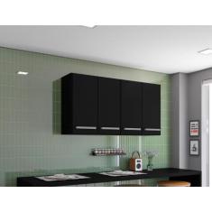 Imagem de Armario Aereo Cozinha 4 Portas Preto Georgia Bela Casa - Casa Moderna