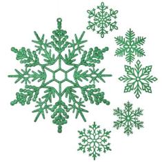 Imagem de Sratte Enfeites grandes de flocos de neve de 30,5 cm, decorações de floco de neve, decoração gigante de inverno, Natal, flocos de neve, enfeites grandes para decoração interna e externa (verde escuro,