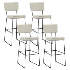 Imagem de Kit 04 Banquetas Alta Cozinha Sala De Jantar Base Aço Fixa Allana L02 