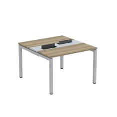 Imagem de Mesa Plataforma Dupla com Pé de Aço para Coworking 110x120 Pdc11/12/2p Noce Naturalle/Cinza