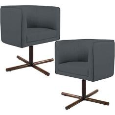 Imagem de Kit 02 Poltronas Decorativas Giratória Base X Betina D02 Corano  C-03 - Lyam Decor