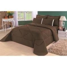 Imagem de Kit Edredom Queen+Lençol Conforto Dupla Face 6Pçs Marrom